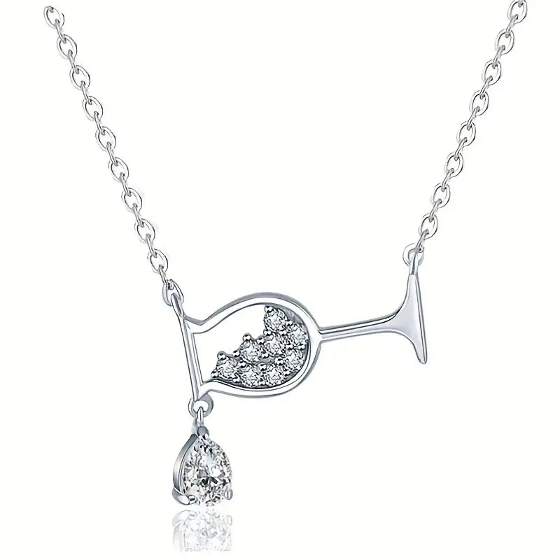 Collar colgante de copa de vino con brillantes