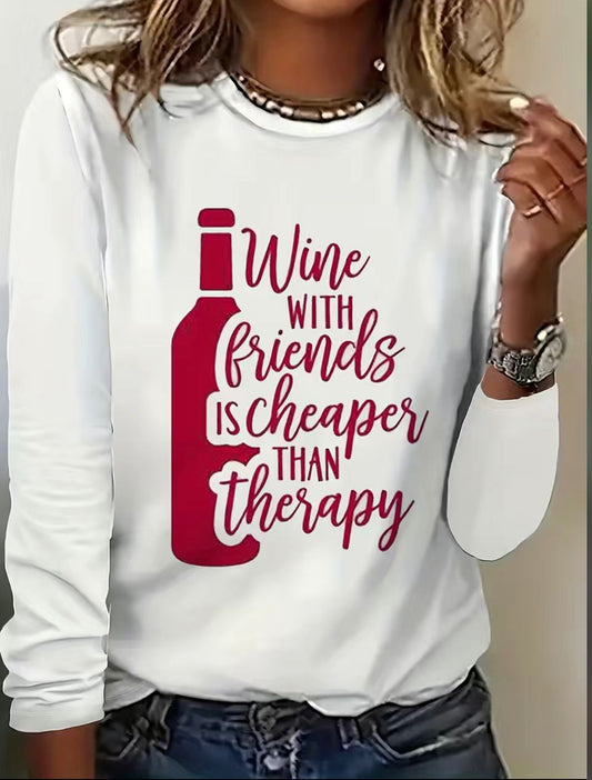 Camiseta “Wine with friends” para mujer
